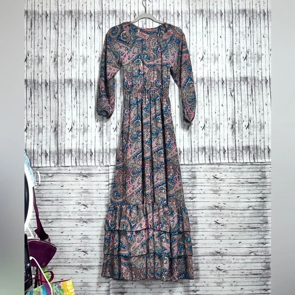 Anthropologie/Boemo Paisley Boho Tiered Maxi Dress - Picture 2 of 9